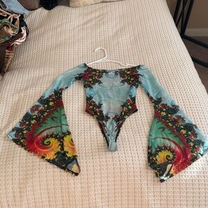 XS | Festival Colorful Long Sleeve Bodysuit